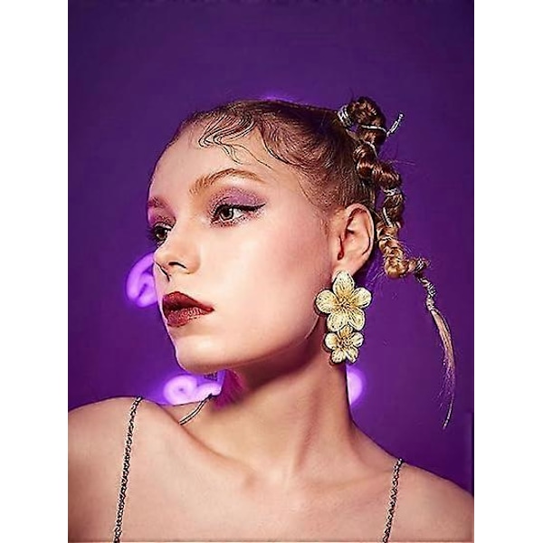 Guld Blomster Øreringe Guld Hængeøreringe til Kvinder Romantiske Boho Blomster Statement Øreringe til Bryllupsfest Smykker