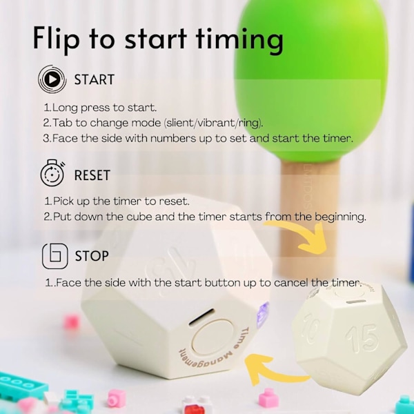 Kuutioajastin Kiertävä Tuottavuusajastin - Ladattava, Ääni Värinä Valo Herätyskello Käännettävä Ajastin Ajanhallintaan Lapsille