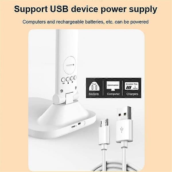 Bordlampe Øyebeskyttelse Berøringsdimbar LED-lys Studenthybel Soverom Lesing USB Oppladbar Skrivebordslampe A449