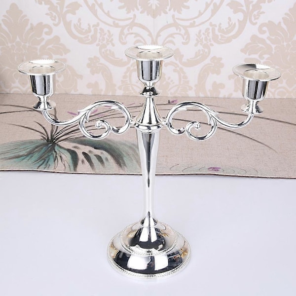 3 Ljusstake Pillar Ljusstake Matsalsrekvisita- Silver