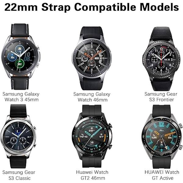 Rem för Samsung Galaxy Watch 46mm Mjukt Silikon Sport Armband Ersättning 22mm för Män Kvinnor White