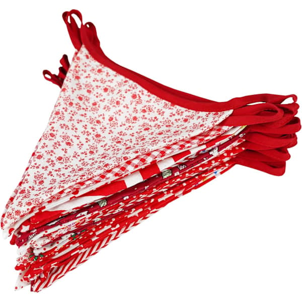 36 stk blå stoffvimpel, 10 m dobbeltsidig bomullsvimpel, trekantflagggirlander, blomstervimpler for bryllupsbursdagsfester Red