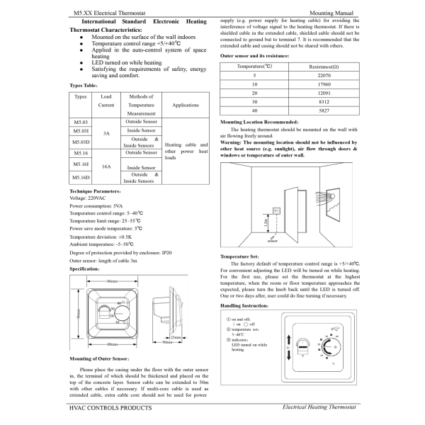 M59 Gulvvarme Elektronisk termostat temperaturstyring