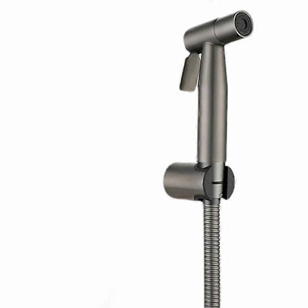 Bidet-sprøyte i grått metall, dusjsett for toalett, børstet grått messing, Shattaf dusjhode, kobberventilsett, bidet-kran GD12 Set B