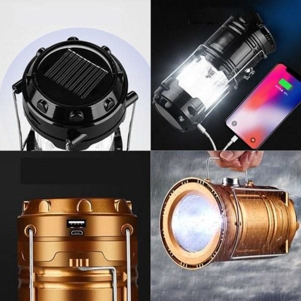 Oppladbar LED solcelle campinglampe