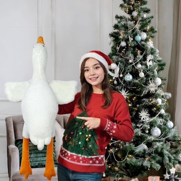 Jättestor Vit Gås Plyschleksak Stor Anka Docka Stort Gosedjur Mjuk Plysch Kudde Kuddar för Barn Flickor Baby (50cm) Vit 50cm 50cm