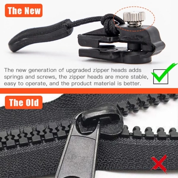 10-pack blixtlåssats Universal snabb reparation Blixtlåsbyte Dålig spänne DIY Syverktyg L