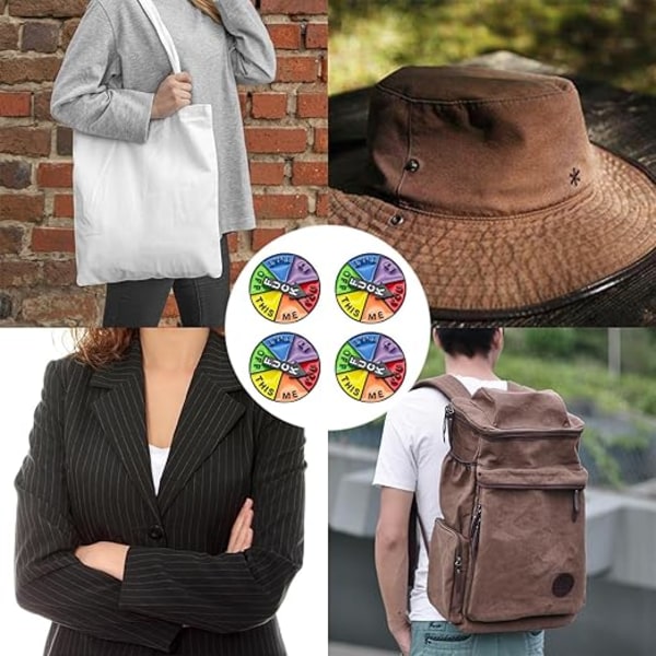 4 Färgglada Skivspelare Pin Badge Roterande Emalj Broscher Lyckohjul Badge Söt Emalj Pins Badge Rolig Emalj Badge Badge Jacka Badge Väskor Brosch