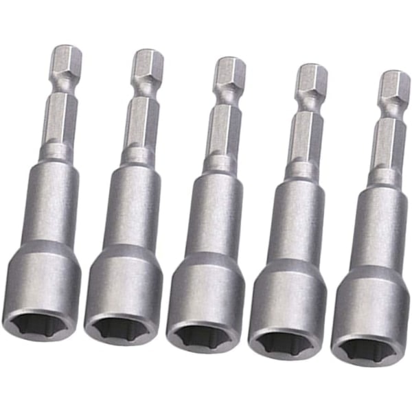 Magneettinen ruuvimeisselikärki, 8 mm 1/4'' kuusiokantaruuvimeisselikärki, sähköporakoneeseen/pneumaattiseen ruuvimeisseliin/iskuruuvimeisselikärkeen, 5 kpl