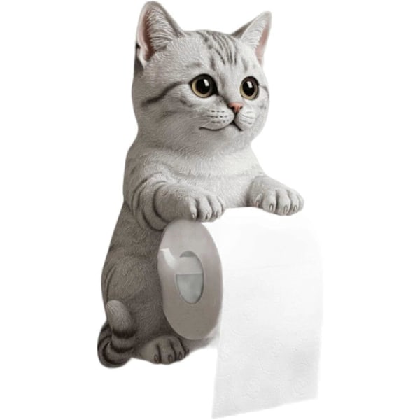 Katttidningshållare, Rolig 3D-kattpappershanddukshållare, Söt dekorativ toalettpappershållare väggmontering för badrum kök, Unika presenter för kattälskare D
