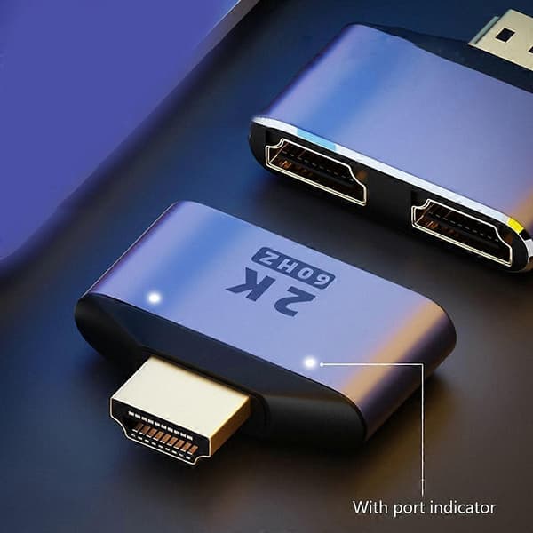 HDMI-kompatibel Splitter 1 ind 2 ud, 2K Splitter til FullHD 1080P 3D Splitter