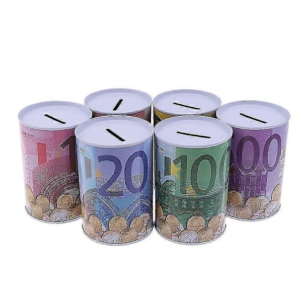 Euro Dollar Sparegris Cylindrisk Pengekasse til Møntindbetaling 7,5x11 20 Euro Appearance