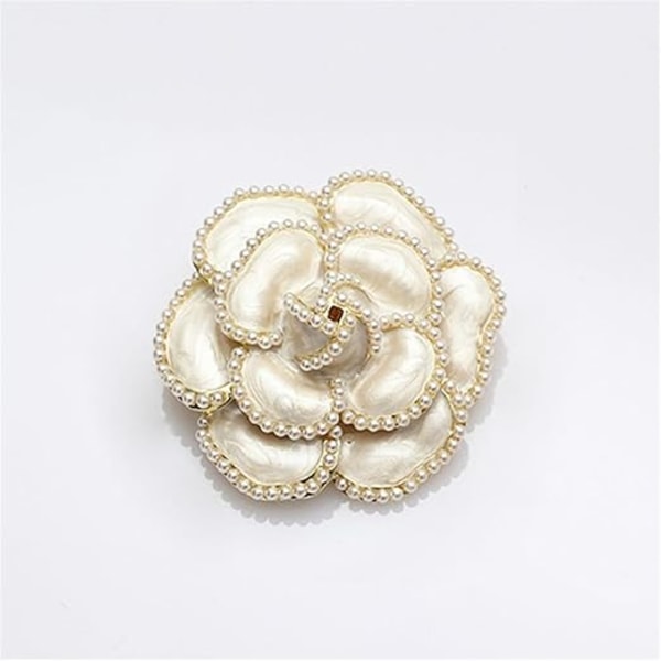 Perle Kamelia Blomst Brosje Emals Blomst Pin for Kvinner Jenter Lapel Jakker Hatt Sjal Tilbehør