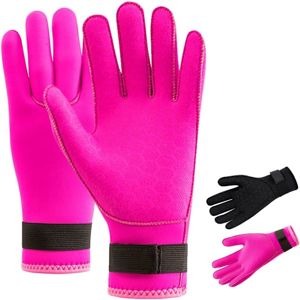 3mm Neopren Dykhandskar, Halksäkra Varma Neopren Simhandskar, Termisk Våtdräktshandske, (Rosa, L)
