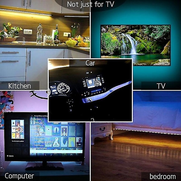 LED-remsa med fjärrkontroll, batteridriven, hög ljusstyrka, IP65 vattentät, dekoration, DC 5V RGB 5050, TV-bakgrundsbelysning, rumsbelysning, väggdekor för H 3M
