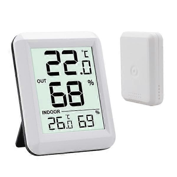 Trådlös termometer och hygrometer för inom- och utomhusbruk, Vit Vit -Sy