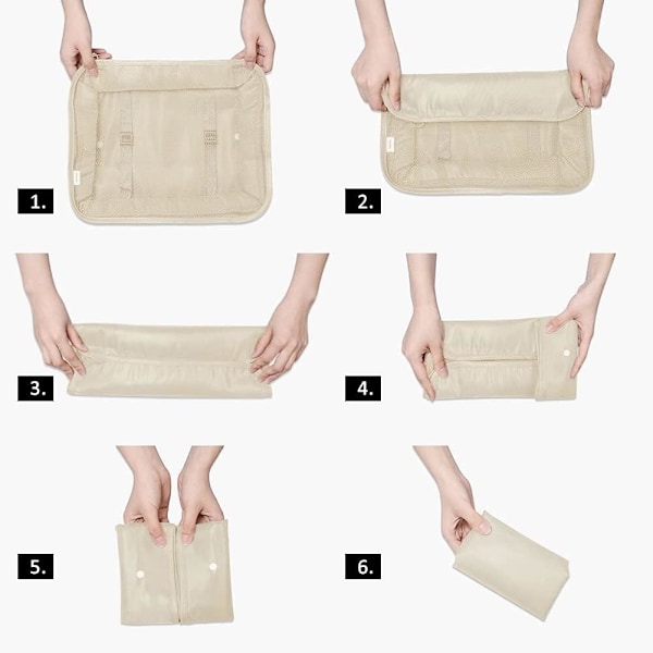 Rejsepakningskuber, Multifunktionel 8-delt/sæt Bagage Organiser Vandafvisende Kompressionskuffert Essentiel Taske Beige 8PCS/SET