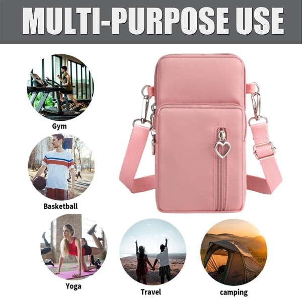 2-pack Telefonfodral Plånbok Crossbody Väska Lättviktsfickor Rosa