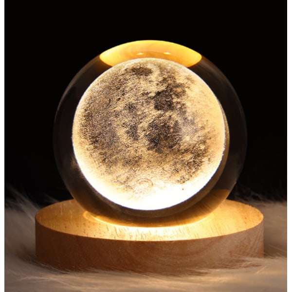 3D Saturn Kristallkula Nattlampa för Barn Glaskula Nattlampa med Träbas Fantasidekoration Kristallkula Saturnus LED Galaxy Planet Nattlampa Moon