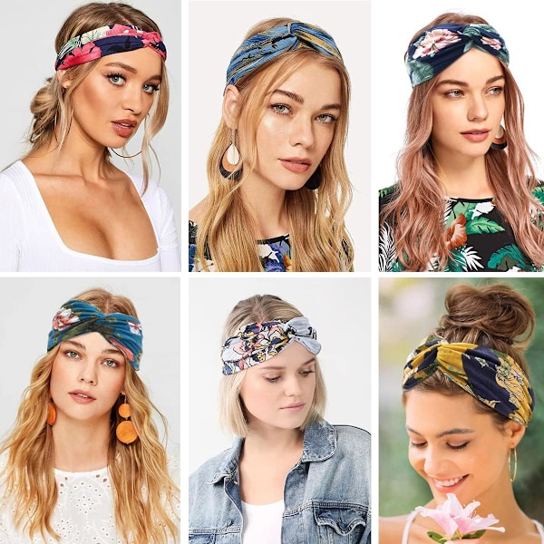 1 stk Hårbånd 1 Pakke Hodebånd for Kvinner Elastisk Hodebånd Sklisikkert Mote Kvinners Turban Hode Navy