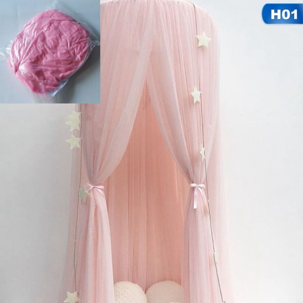 Himmelsäng Baldakin Säng Barnsäng Myggnät Tält Tulle (Rosa)