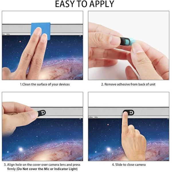 3-pak Webcam Dæksel Skyder til Privatliv, 0,027 tommer Ultra Tynd Design Webkamera Dæksel Skyder til Laptop, Desktop, PC, Tablet, Smartphone og Mere