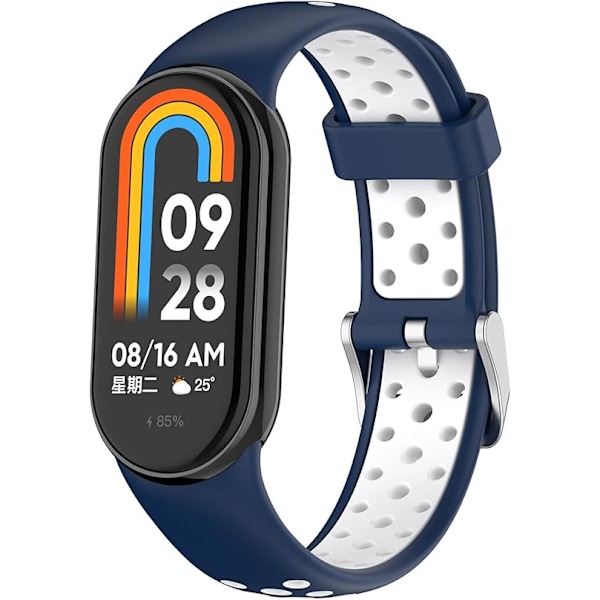 Smartwatch Rem  Kompatibel med Xiaomi Mi Band 8, Silikon Urrem, Udskiftningsarmbånd, Håndledsrem, Loopy Tilbehør blue white