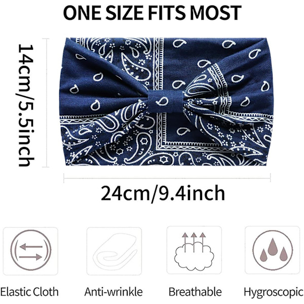 Hodebånd for voksne kvinner Boho bredt pannebånd trykte hårbånd elastisk sportshodeplagg yoga treningshode skjerf #6