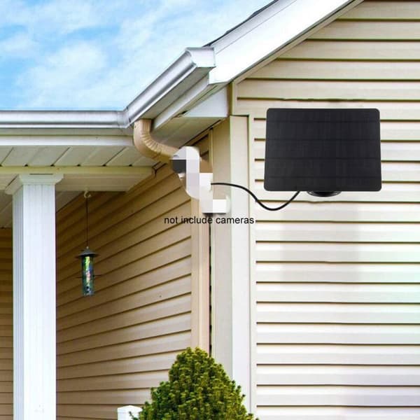 10W 5V 2000mAh Micro USB Solpanel, 360 Graders Rotation, Vandtæt Monokrystallinsk Vægmonterbart Solpanel, Sort