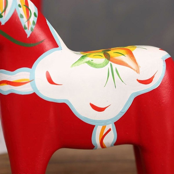 Svensk Dalahest i træ, Svensk Dalahest Statue, Julepynt Gave Samlerobjekt Boligindretning Dalahest Figur red