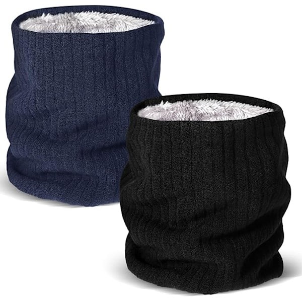 2 stycken vinterhalsvärmare med fleecefoder, cirkelformad vinterscarf, tjock scarf, halsvärmare för män, vindtät halskrage