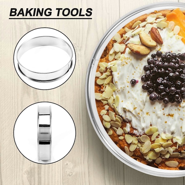 PCS Matlagnings Rund Kakringform, Muffin Tart Ringar i Rostfritt Stål, Metallformar Dubbelrullad Cr