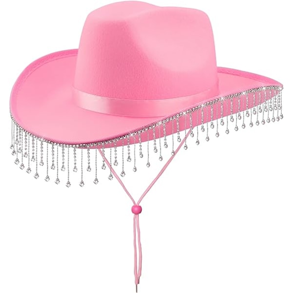 Cowboyhatt Halloweenkostyme Cowgirlhatt for Kvinner Menn Voksen Western Cow Girl Hatt Kles Opp Bursdag Halloween Cow Girl Pink