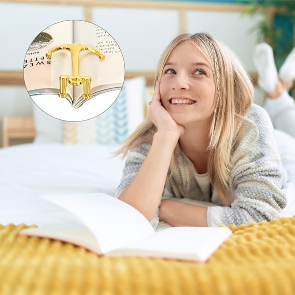 Kreativ metallbokmerke med glatt overflate, verktøy for å holde bøker åpne, perfekt for lærere/studenter/bokelskere Golden