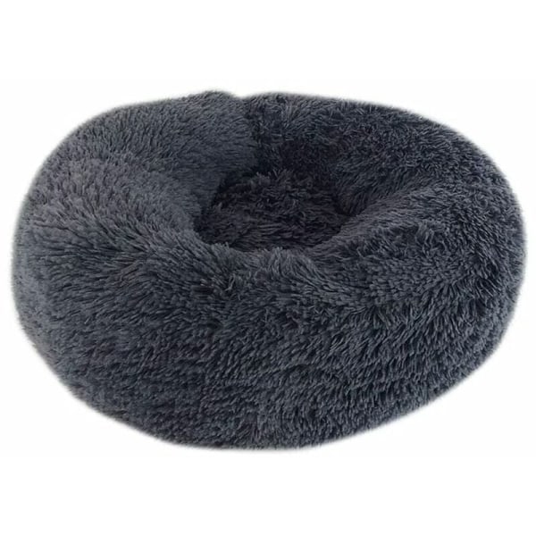 Blødt kæledyrsmateriale Plys katte- og hundekurv (mørkegrå diameter 40 cm), HANBING