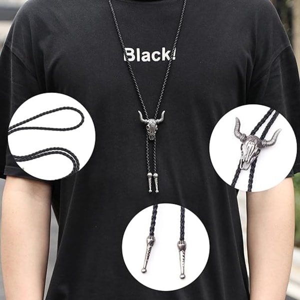 Nahkakaulakoru miehille, säädettävä vintage bolo-solmio miehille, unisex villin lännen teemaiset cowboy-asusteet
