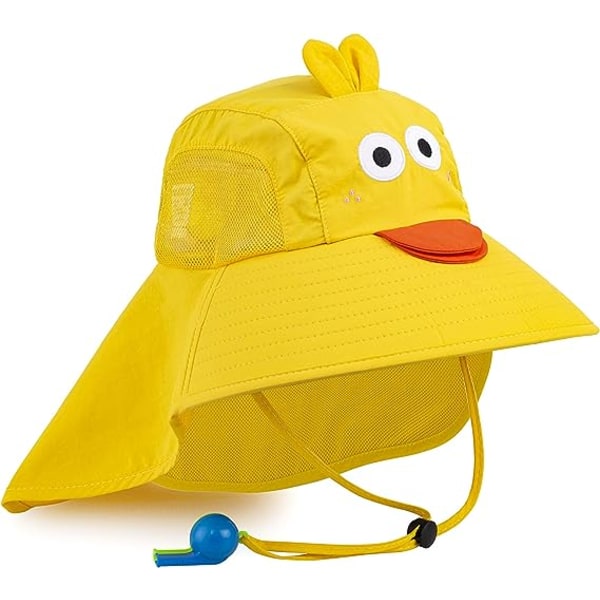 Barnsolskydd pojke flicka skyddshatt bred brättad strandhatt gul yellow