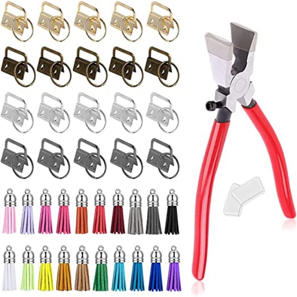 Compatible With40 Pcs 2.5cm Key Fob Keychain Pliers Tool Set For Key Lanyard Making