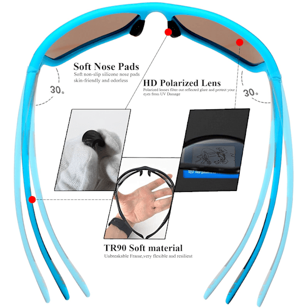 Polariserte Solbriller for Menn Kvinner Kjøring Fiske Vandring Sykling Fjellklatring Ferie Reise Sport Lanyard Solbriller