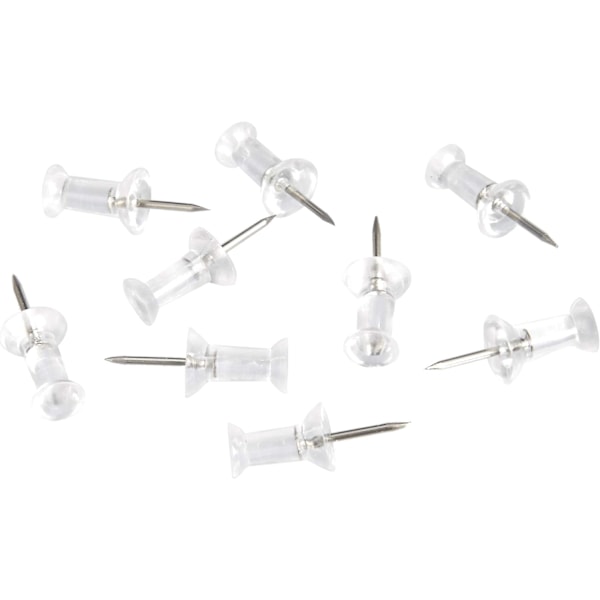 Push-neulat, kirkas muovipäinen, teräskärki, 100/200 kpl Clear 100Pcs