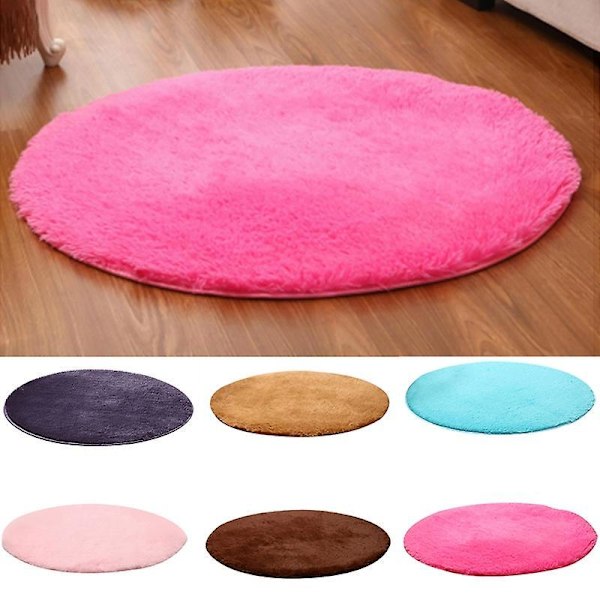 120cm Rund Fluffig Mjuk Matta Halkfri Golvmatta Mattkudde Sovrumsinredning Red