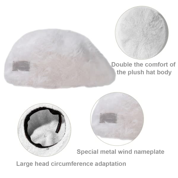 Dames Beret Hat Angora Kaninuld Hat Beanie Klassisk Ensfarvet Efterår Vinter Hatte Beret Hat til Kvinder Gril Vinter Hatte Plain white