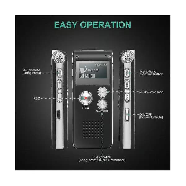 Paranormal utrustning Digital EVP röstaktiverad inspelare USB 8GB (svart)