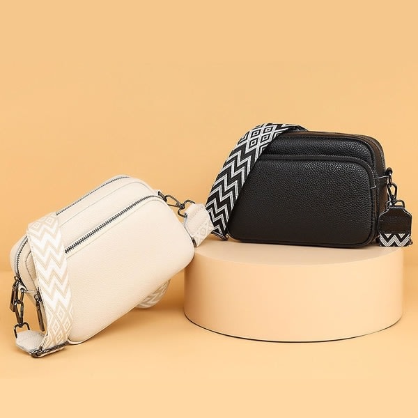 Crossbody Veske Dame Lær Liten Skulderveske med Glidelås blue
