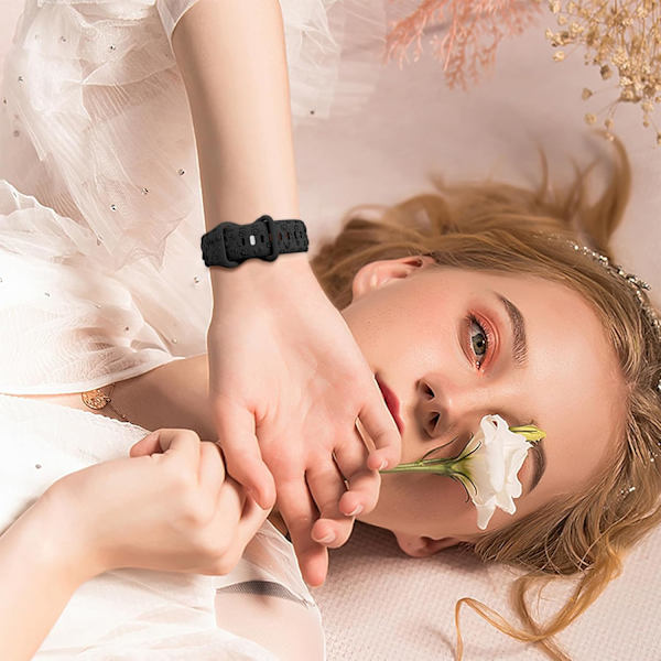 Gravert Rem for Apple Watch-reimer, iwatch-reim Kvinner, Myk Silikon Rose Blomstermønster Bånd for iWatch Series-reim Black/Orange 38/40/41mm