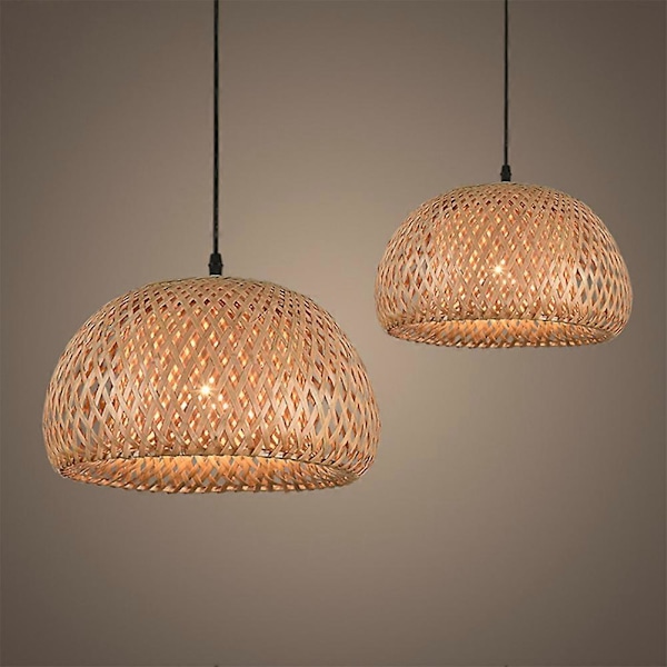 Belysning Rattan Lampe Håndlavet Bambus Lysekrone Retro Cafe Bar Lounge til Have Restaurant Soveværelse