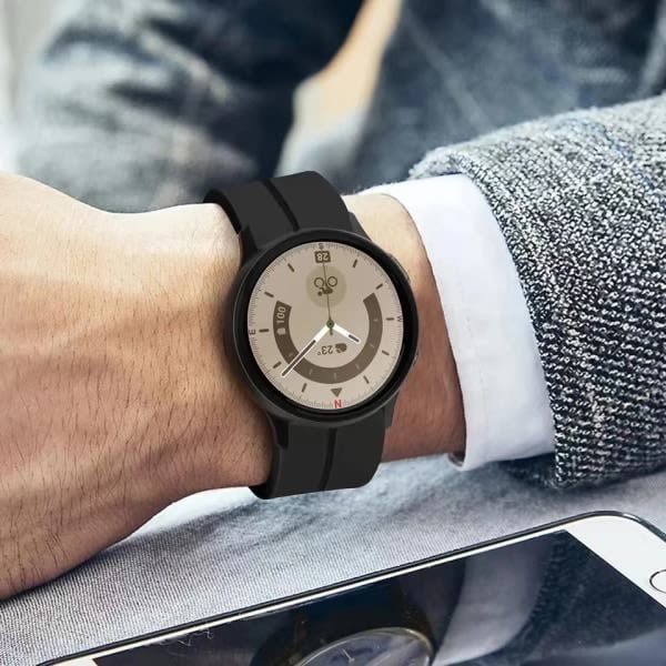 Silikoniranneke ilman rakoa Samsung Galaxy Watch 5/4 40mm 44mm 5 Pro 45mm -kelloon, alkuperäinen magneettinen rannekoru Watch 4 Classic -rannekkeeseen black