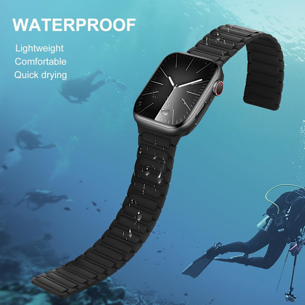 Magnetiska klockarmband kompatibla med Apple Watch-armband Mjukt silikonersättningsband designat för iWatch Black 38/40/41mm