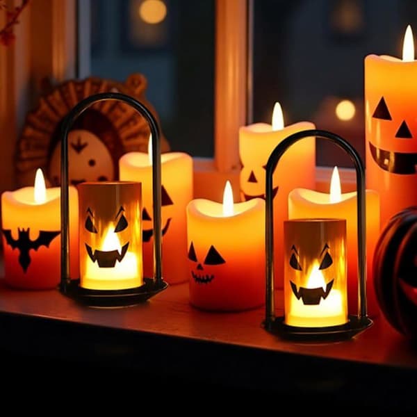 4 kpl Halloween LED-kynttilälyhty ulkokäyttöön