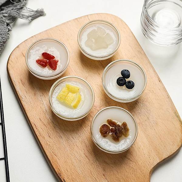 Mini lasiset nipistyskulhot BPA-vapaat lyijyttömät kirkkaat vanukaskulhot kahvilaan 10.5cm